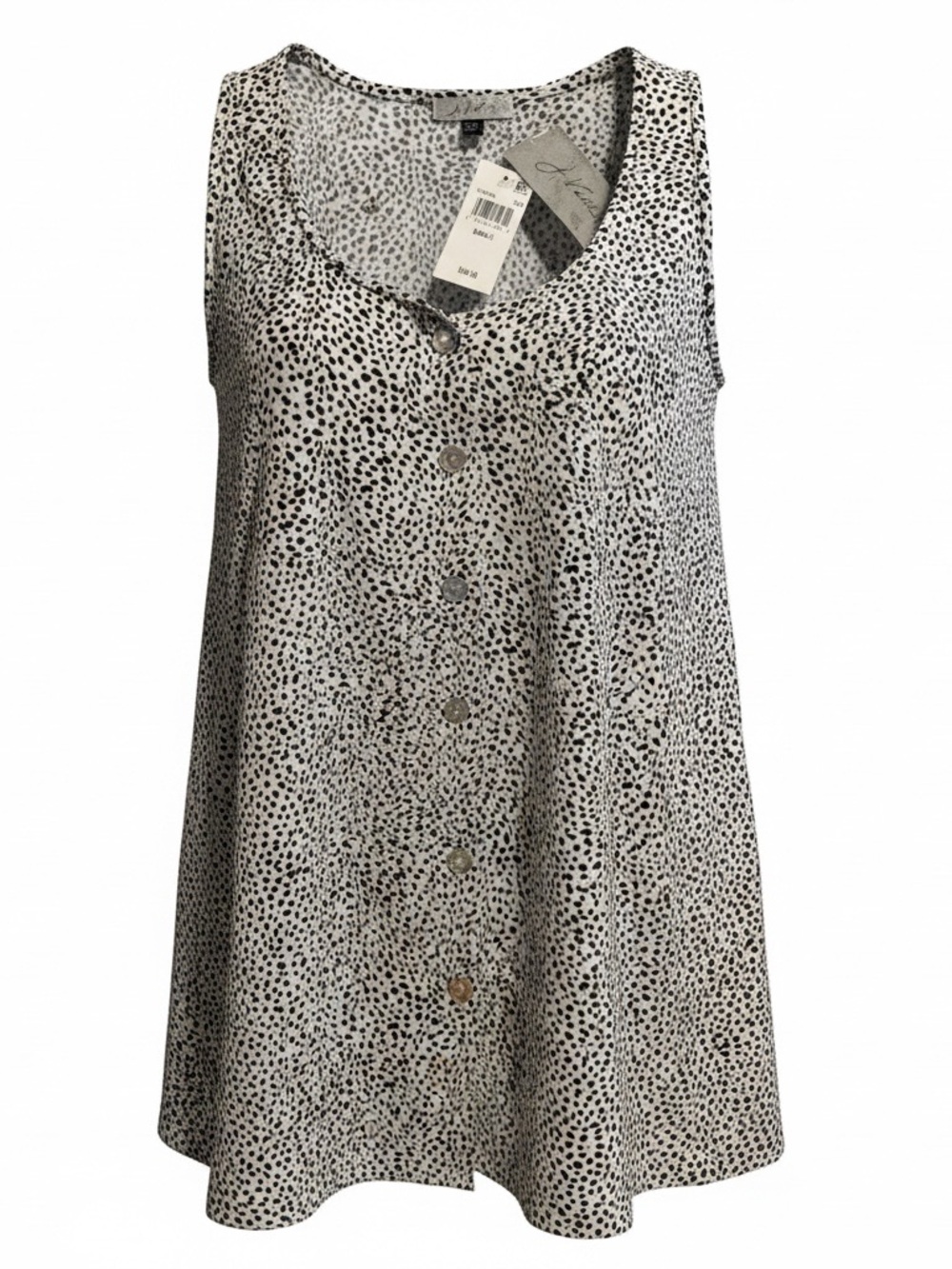 J Valdi IVORY/BLACK Button-Down Tank Dress Swim Cover-up, US X-Small